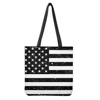 Monochrome Grunge American Flag Print Tote Bag | Newhawaiianshirts CA