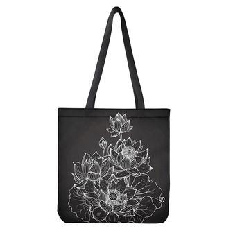 Monochrome Lotus Print Tote Bag | Newhawaiianshirts UK