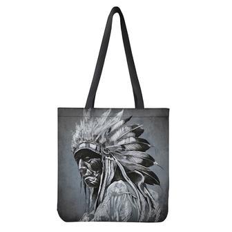 Monochrome Native Indian Portrait Print Tote Bag | Newhawaiianshirts CA