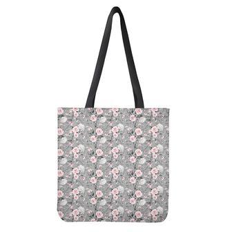 Monochrome Spring Floral Print Tote Bag | Newhawaiianshirts DE