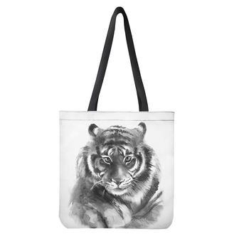 Monochrome Watercolor White Tiger Print Tote Bag | Newhawaiianshirts