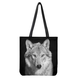 Monochrome Wolf Print Tote Bag | Newhawaiianshirts CA