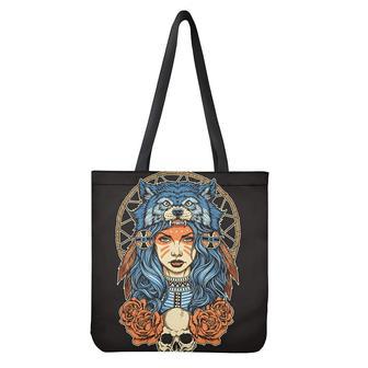 Native American Wolf Girl Print Tote Bag | Newhawaiianshirts