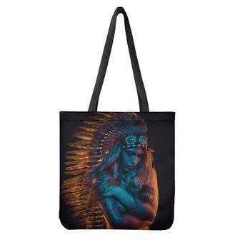 Native Indian Girl Portrait Print Tote Bag | Newhawaiianshirts AU