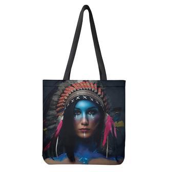 Native Indian Woman Portrait Print Tote Bag | Newhawaiianshirts AU