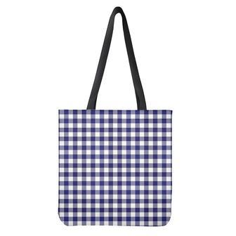 Navy And White Buffalo Check Print Tote Bag | Newhawaiianshirts DE