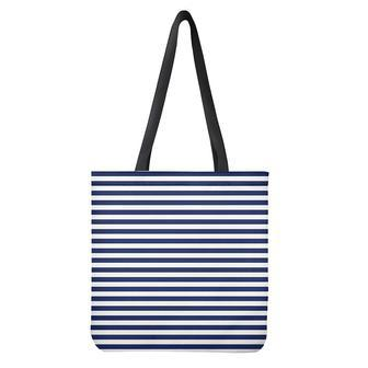 Navy And White Striped Pattern Print Tote Bag | Newhawaiianshirts CA