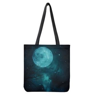 Night Sky And Full Moon Print Tote Bag | Newhawaiianshirts UK