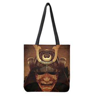 Old Japanese Samurai Mask Print Tote Bag | Newhawaiianshirts DE