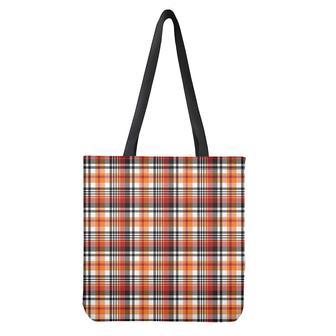 Orange And Black Madras Plaid Print Tote Bag | Newhawaiianshirts DE