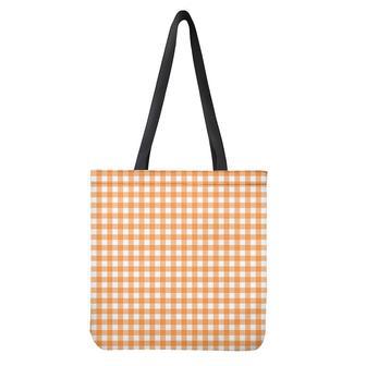 Orange And White Check Pattern Print Tote Bag | Newhawaiianshirts DE