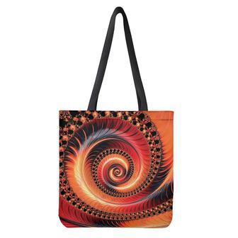 Orange Fractal Print Tote Bag | Newhawaiianshirts