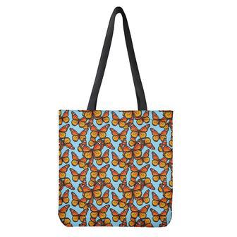 Orange Monarch Butterflies Pattern Print Tote Bag | Newhawaiianshirts CA