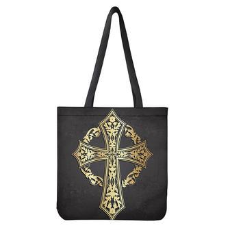 Ornamental Golden Cross Print Tote Bag | Newhawaiianshirts