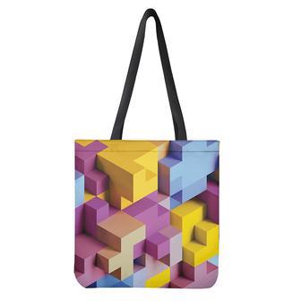 Pastel Geometric Cubic Print Tote Bag | Newhawaiianshirts UK