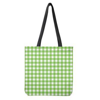 Pear Green And White Gingham Print Tote Bag | Newhawaiianshirts DE