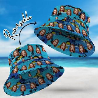 Personalized Face Bucket Hat Double-Side-Wear Reversible Hawaiian Style Outdoors Sun Cap | Newhawaiianshirts UK