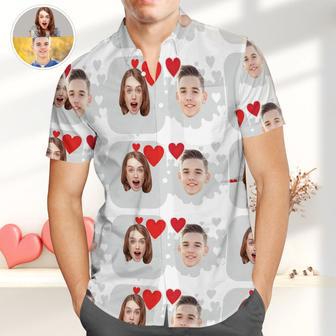 Personalized Photo Hawaiian Shirts With Heart, Casual Button-Down Shirts, Great Valentines Gift | Newhawaiianshirts CA