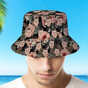 Personalized Photo Tropical Flower Print Hawaiian Fisherman Hat Bucket Hat | Newhawaiianshirts CA