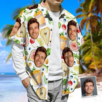 Personalized Print Face Hawaiian Shirt Fruits & Juice Funky Button-Down Shirt | Newhawaiianshirts UK