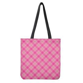 Pink And Green Plaid Pattern Print Tote Bag | Newhawaiianshirts CA