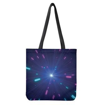 Pink And Teal Lights Speed Print Tote Bag | Newhawaiianshirts DE