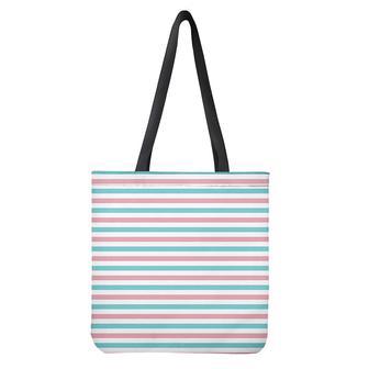 Pink And Teal Striped Pattern Print Tote Bag | Newhawaiianshirts DE