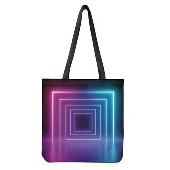 Pink And Teal Tunnel Lights Print Tote Bag | Newhawaiianshirts