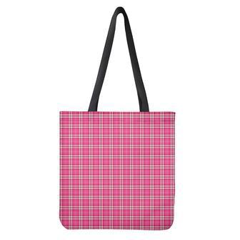 Pink And White Tartan Pattern Print Tote Bag | Newhawaiianshirts DE