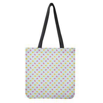 Pink And Yellow Macaron Pattern Print Tote Bag | Newhawaiianshirts DE