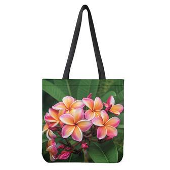 Pink And Yellow Plumeria Flower Print Tote Bag | Newhawaiianshirts UK