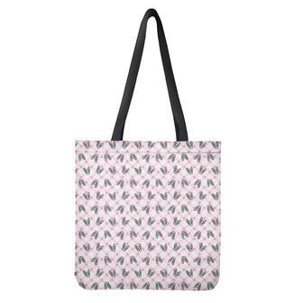 Pink Boston Terrier Plaid Print Tote Bag | Newhawaiianshirts DE