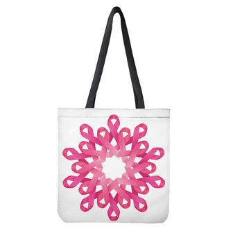 Pink Breast Cancer Ribbon Flower Print Tote Bag | Newhawaiianshirts UK