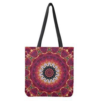 Pink Flower Kaleidoscope Print Tote Bag | Newhawaiianshirts CA