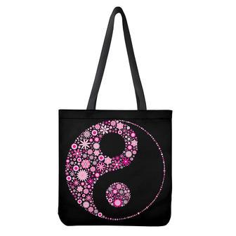 Pink Flowers Yin Yang Print Tote Bag | Newhawaiianshirts DE