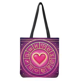 Pink Heart Zodiac Wheel Print Tote Bag | Newhawaiianshirts AU