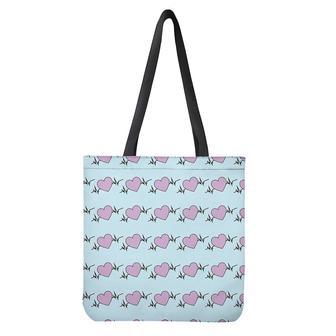 Pink Heartbeat Pattern Print Tote Bag | Newhawaiianshirts DE