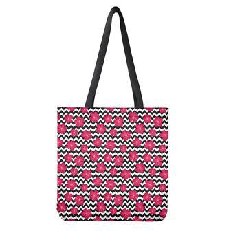 Pink Hibiscus Zigzag Pattern Print Tote Bag | Newhawaiianshirts DE