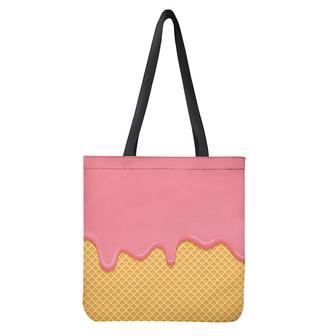 Pink Ice Cream Melted Print Tote Bag | Newhawaiianshirts CA