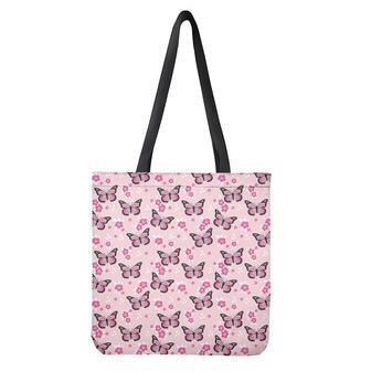 Pink Monarch Butterfly Pattern Print Tote Bag | Newhawaiianshirts CA