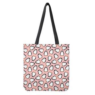 Pink Polka Dot Penguin Pattern Print Tote Bag | Newhawaiianshirts