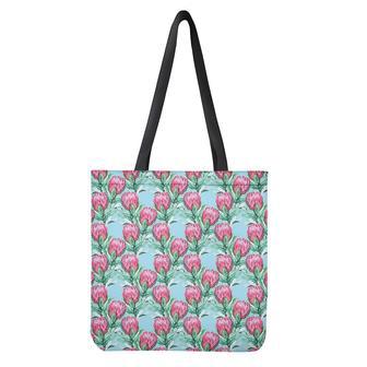 Pink Protea Pattern Print Tote Bag | Newhawaiianshirts DE