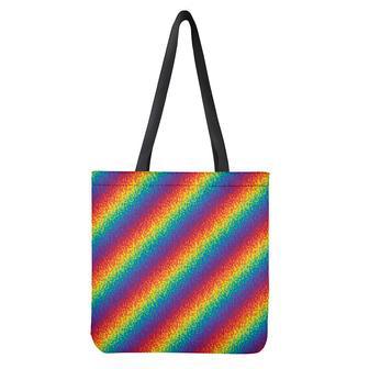 Pixel Rainbow Pattern Print Tote Bag | Newhawaiianshirts DE