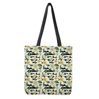 Plumeria Flower Striped Pattern Print Tote Bag | Newhawaiianshirts UK