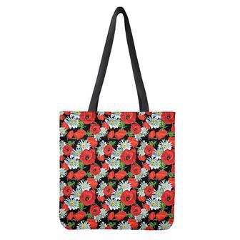 Poppy And Chamomile Pattern Print Tote Bag | Newhawaiianshirts AU