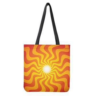 Psychedelic Burning Sun Print Tote Bag | Newhawaiianshirts AU