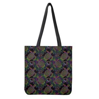 Psychedelic Sea Turtle Pattern Print Tote Bag | Newhawaiianshirts CA