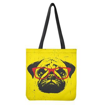 Pug With Glasses Portrait Print Tote Bag | Newhawaiianshirts DE