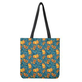 Pumpkin With Witch Hat Pattern Print Tote Bag | Newhawaiianshirts AU