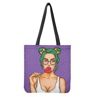 Punk Girl And Lollipop Print Tote Bag | Newhawaiianshirts UK